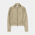 Ribbed Full Zip Womens Long Sleeve Shirt (Taupe)