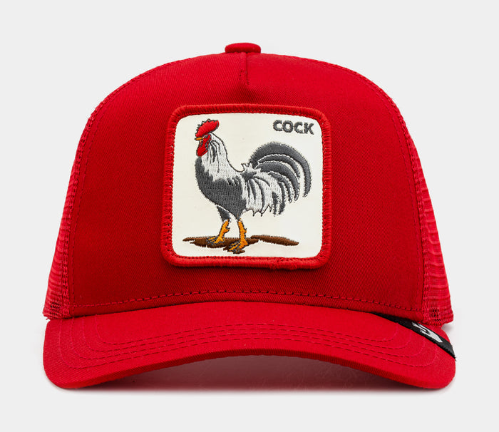 Rooster Truckin Trucker Mens Hat (Red)
