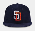 San Diego Padres Throwback Corduroy 59FIFTY Mens Hat (Navy)