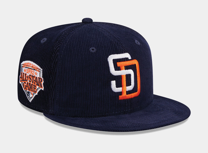 San Diego Padres Throwback Corduroy 59FIFTY Mens Hat (Navy)