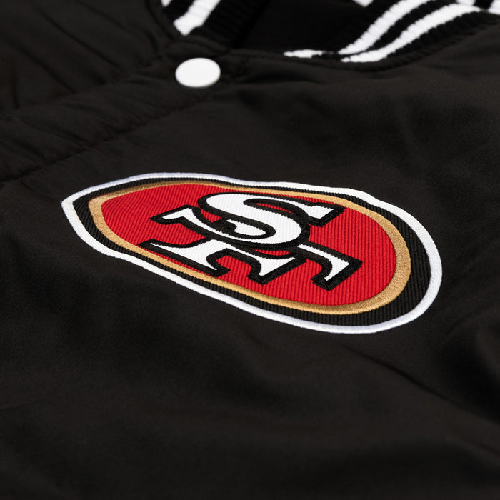 San Francisco 49ers Reversible Letterman Mens Jacket (Black/White)