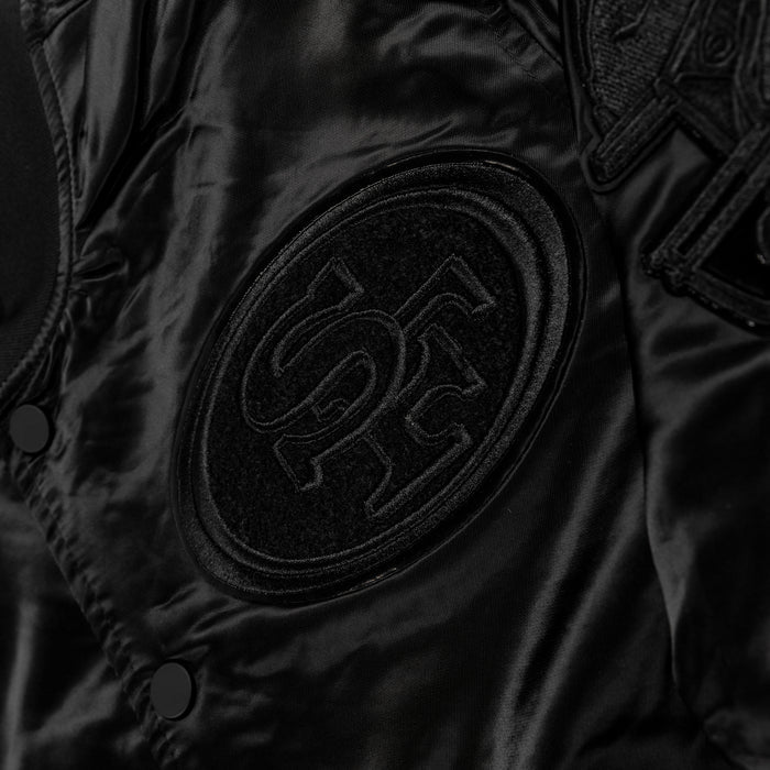 San Francisco 49ers Triple Black Satin Mens Jacket (Black)