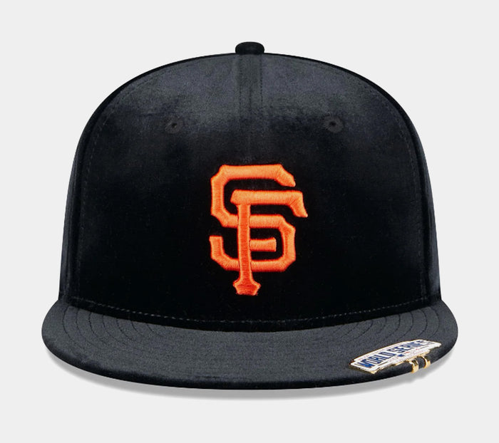 San Francisco Giants Velvet Visor Clip 59Fifty Fitted Mens Hat (Black/Orange)