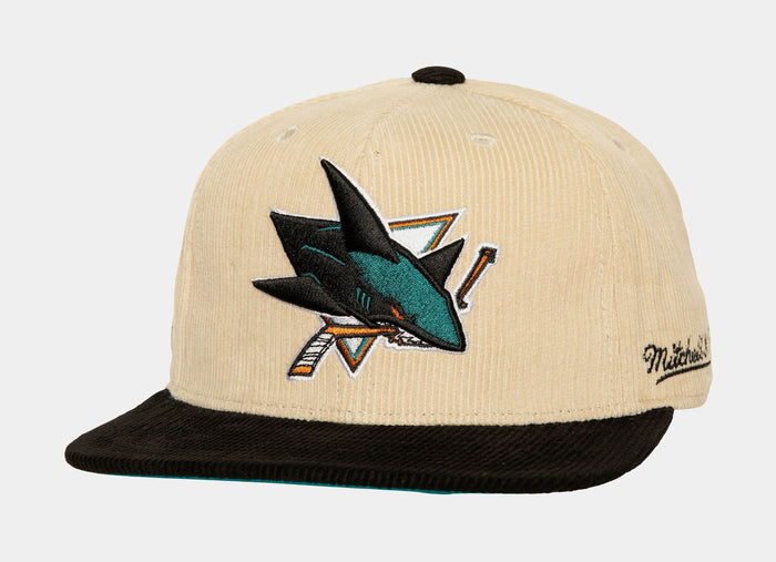 San Jose Sharks 2 Tone Team Cord Fitted Mens Hat (Neutral/Blue)