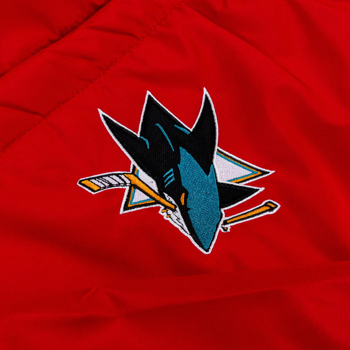 San Jose Sharks Reversible Letterman Mens Jacket (Red/White)
