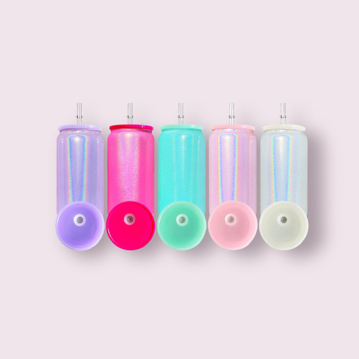 Shimmer 16oz Glass Can SET of 5