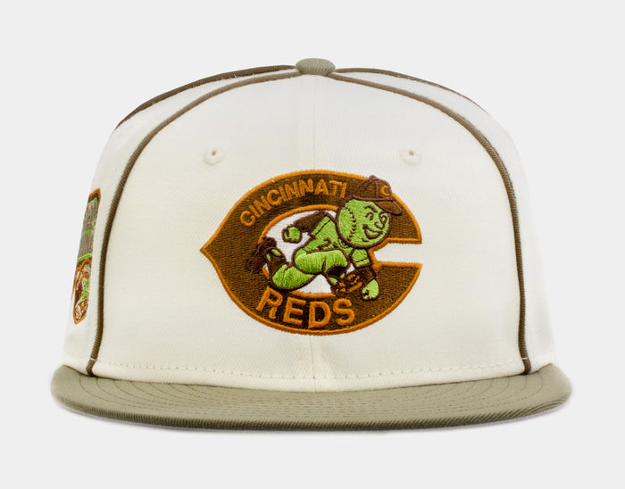 Shoe Palace Exclusive Green Chrome Cincinnati Reds 59Fifty Mens Fitted Hat (Green/Beige)