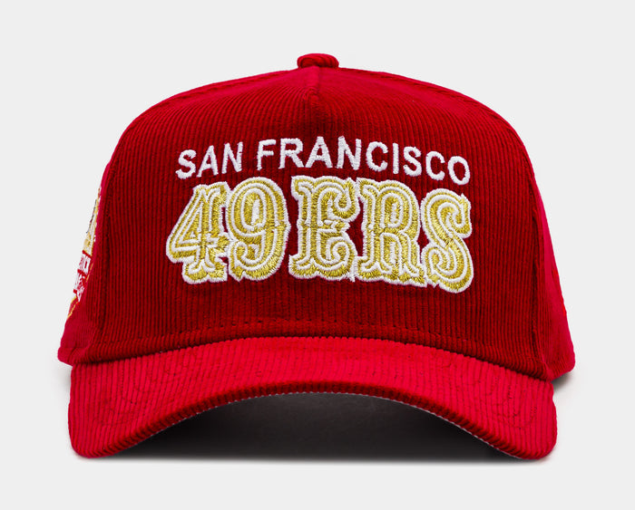 Shoe Palace Exclusive San Francisco 49ers Red Corduroy 9Forty Snapback Mens Hat (Red/Gold)