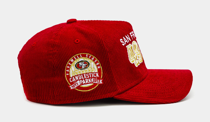 Shoe Palace Exclusive San Francisco 49ers Red Corduroy 9Forty Snapback Mens Hat (Red/Gold)