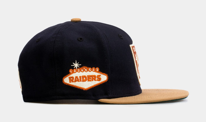 SP Exclusive Varsity Blues Las Vegas Raiders 59Fifty Mens Fitted Hat (Navy/Pine)