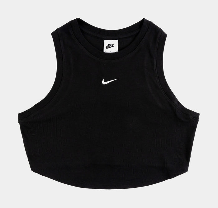 Sport Essentials Ribbed Womens Tank Top (Black/White)