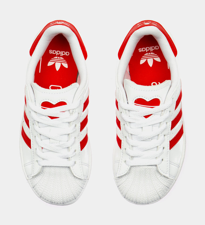 Superstar Preschool Lifestyle Shoe (White/Red)