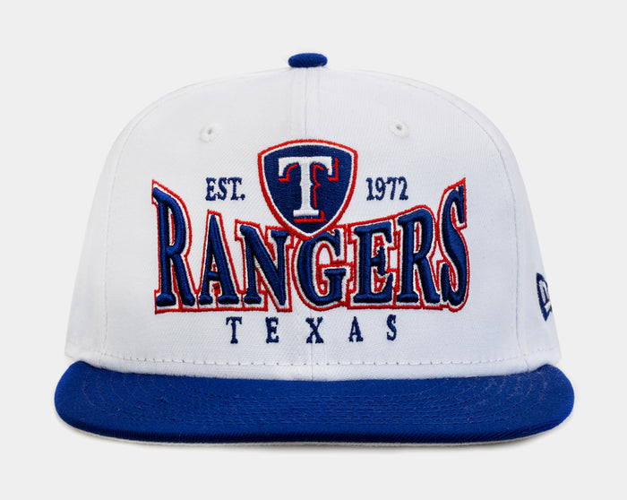 Texas Rangers Crest 9FIFTY Mens Snapback Hat (White/Blue)