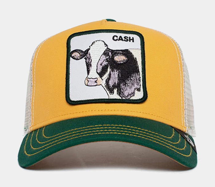 The Cash Cow Trucker Mens Hat (White/Yellow)