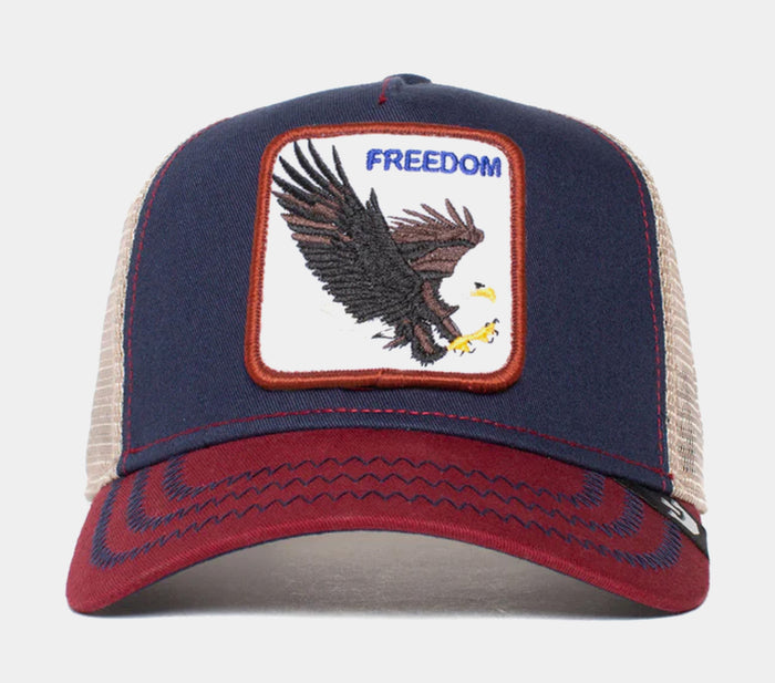 The Freedom Eagle Trucker Mens Hat (Blue/Red)
