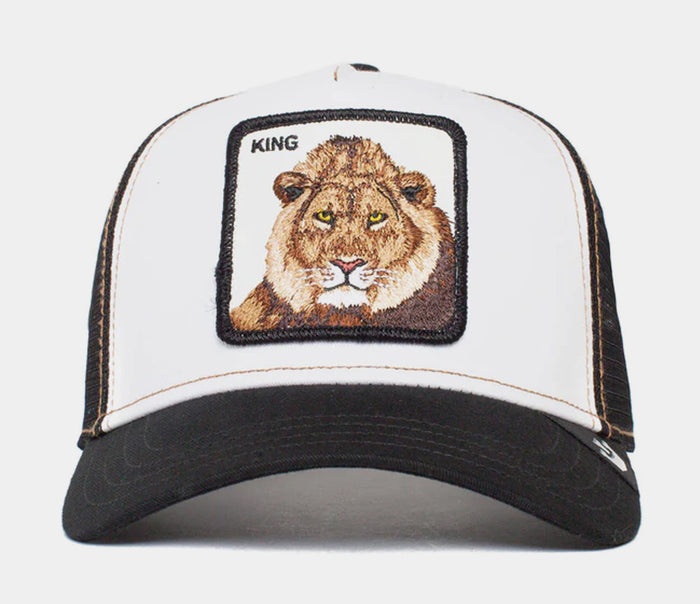 The King Lion Trucker Mens Hat (Black/White)