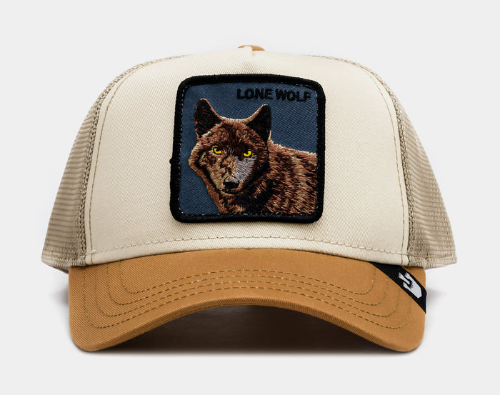 The Lone Wolf Premium Trucker Mens Hat (Brown)