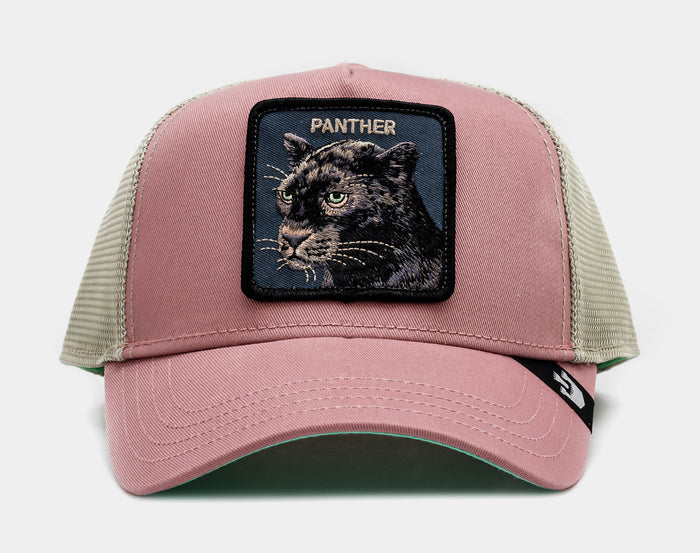 The Panther Premium Trucker Mens Hat (Pink/Beige)