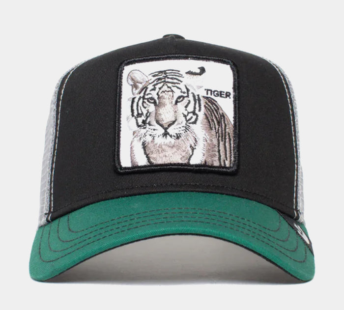 The White Tiger Trucker Mens Hat (Black/Green)