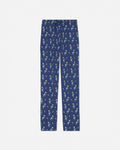 Navy pajama pants with goat and football design