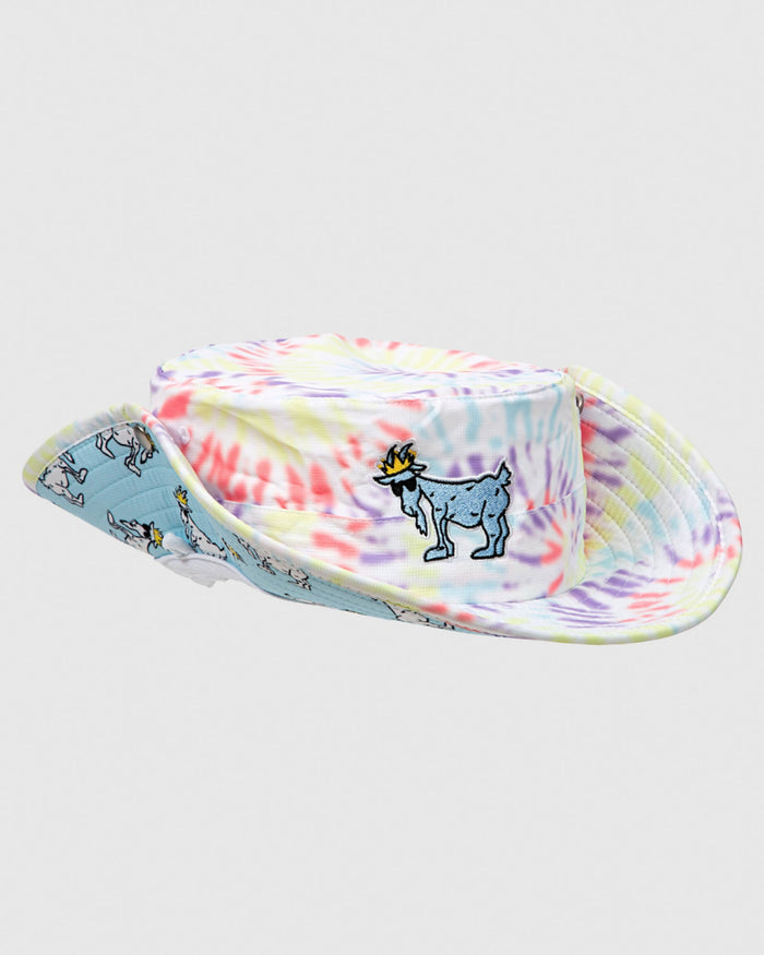 Tie-Dye Bucket Hat with flaps up