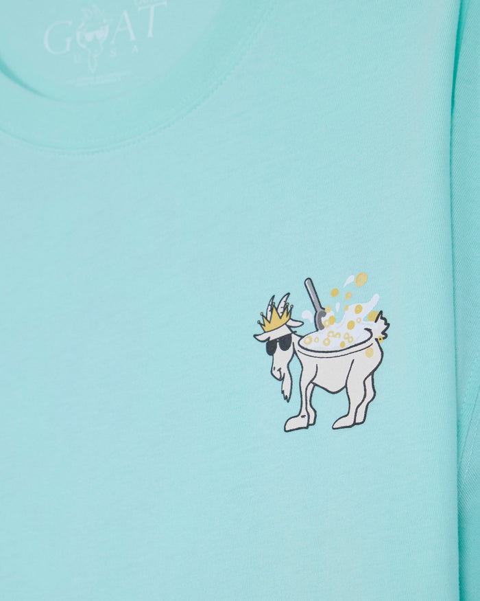 Close-up of cereal goat left-chest graphic