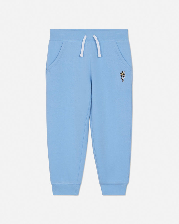 Light blue sweatpants with a small logo on a light gray background#color_carolina-blue