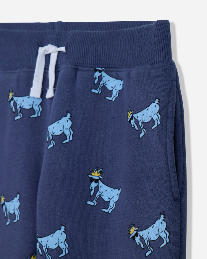 Close-up of navy sweatpants with blue goats#color_navy
