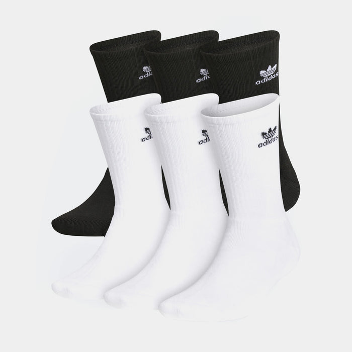 Trefoil Crew 6 Pack Mens Socks (Black/White)