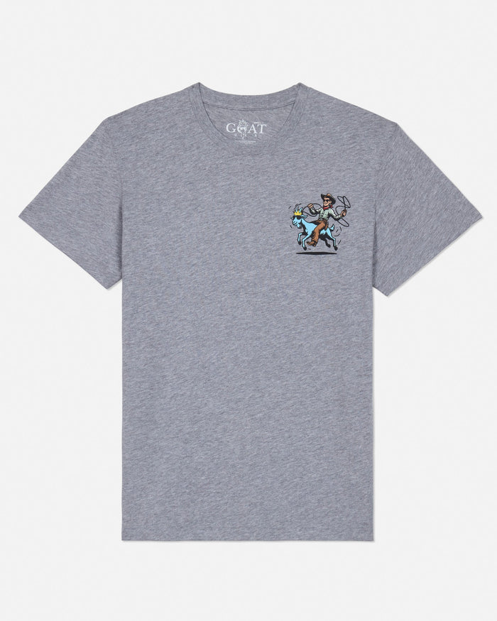 Front of gray wild west t-shirt