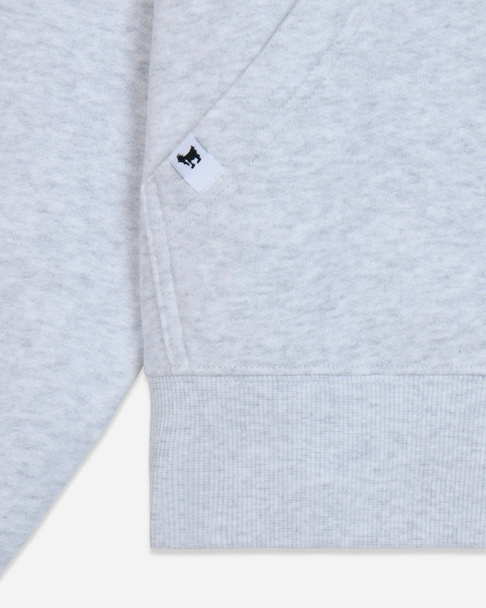 Close-up of gray hoodie seam and pocket#color_pale-gray