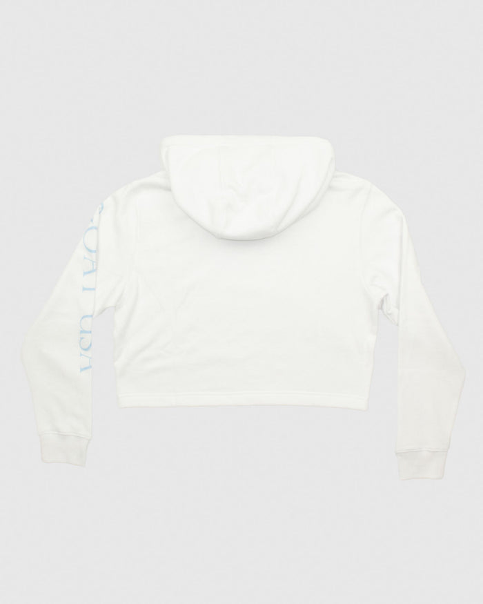 Back of white Women's OG Cropped Hooded Sweatshirt#color_white