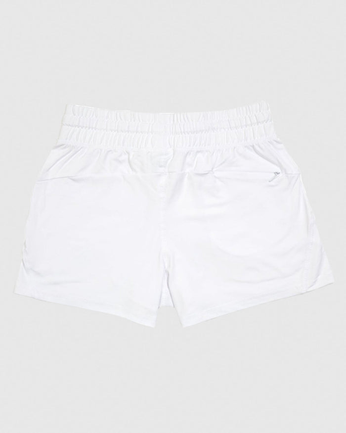 Back of white Women's Relaxed Shorts#color_white