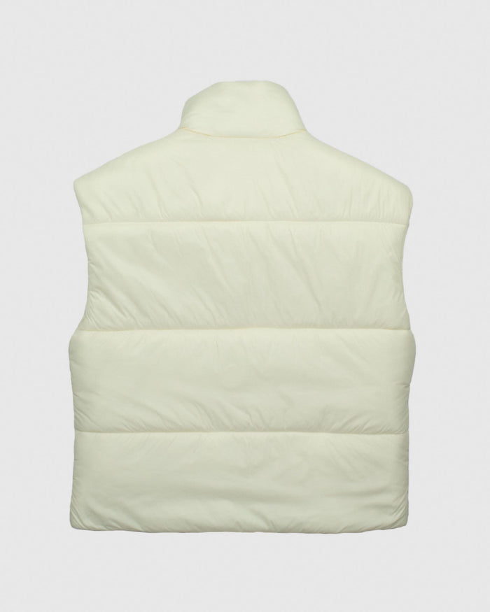 Back of ivory Women's Puffer Fleece Vest#color_ivory