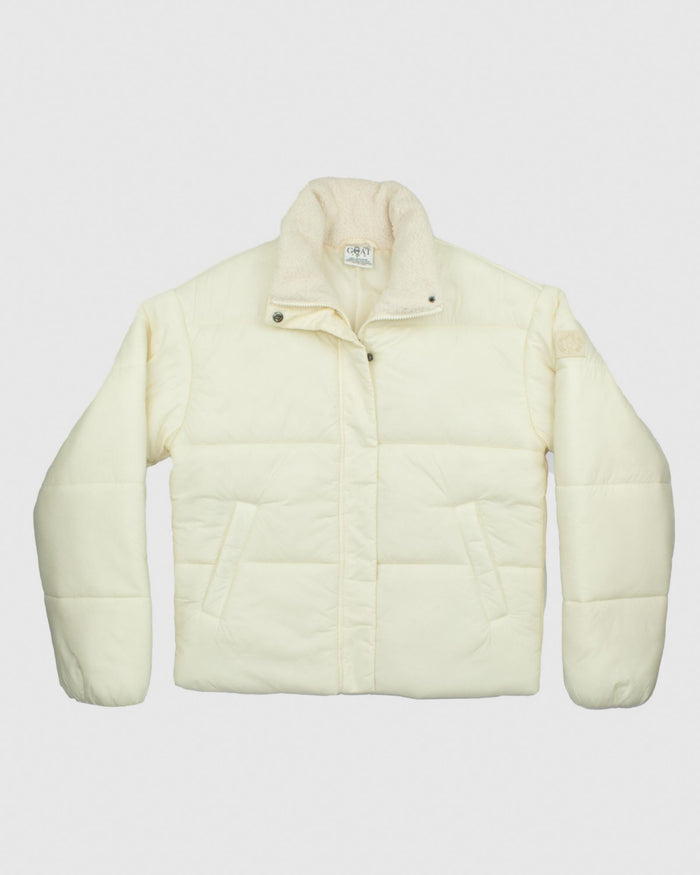 Front of ivory Women's Puffer Jacket#color_ivory