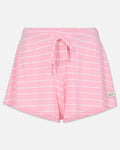 Front of pink striped pajama shorts#color_pink