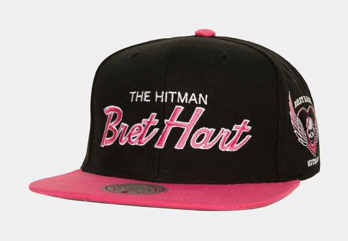 WWE Bret "The Hitman" Hart Snapback Mens Hat (Pink/Black)